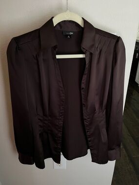 East 5th Satin Button-Down Shirt in Chocolate Brown